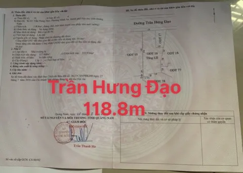 Bán nhà Mặt tiền đường Trần Hưng Đạo - Hội An. Đoạn kinh doanh sầm uất (MS243)
