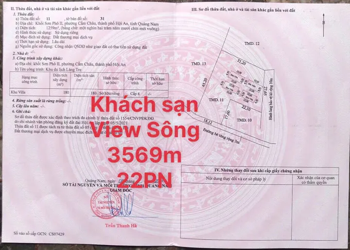 Bán Khách Sạn View Sông tại Hội An - Doanh thu tốt - Sẵn vào vận hành ngay (MS281)
