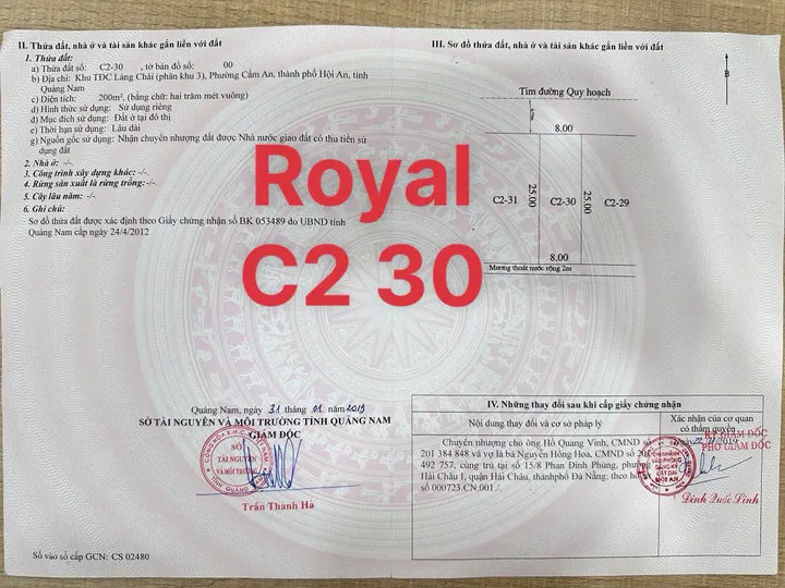 Không Thể Bỏ Qua Quỹ Đất Đẹp Nhất An Bàng - Hội An. Diện tích 200m. Đường 13,5m (MS520 )