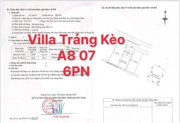 Bán căn Villa ngay Phố đi bộ thứ 2 tại Hội An - Quần Thể Resort đầu tiên tại Hội An (MS455)